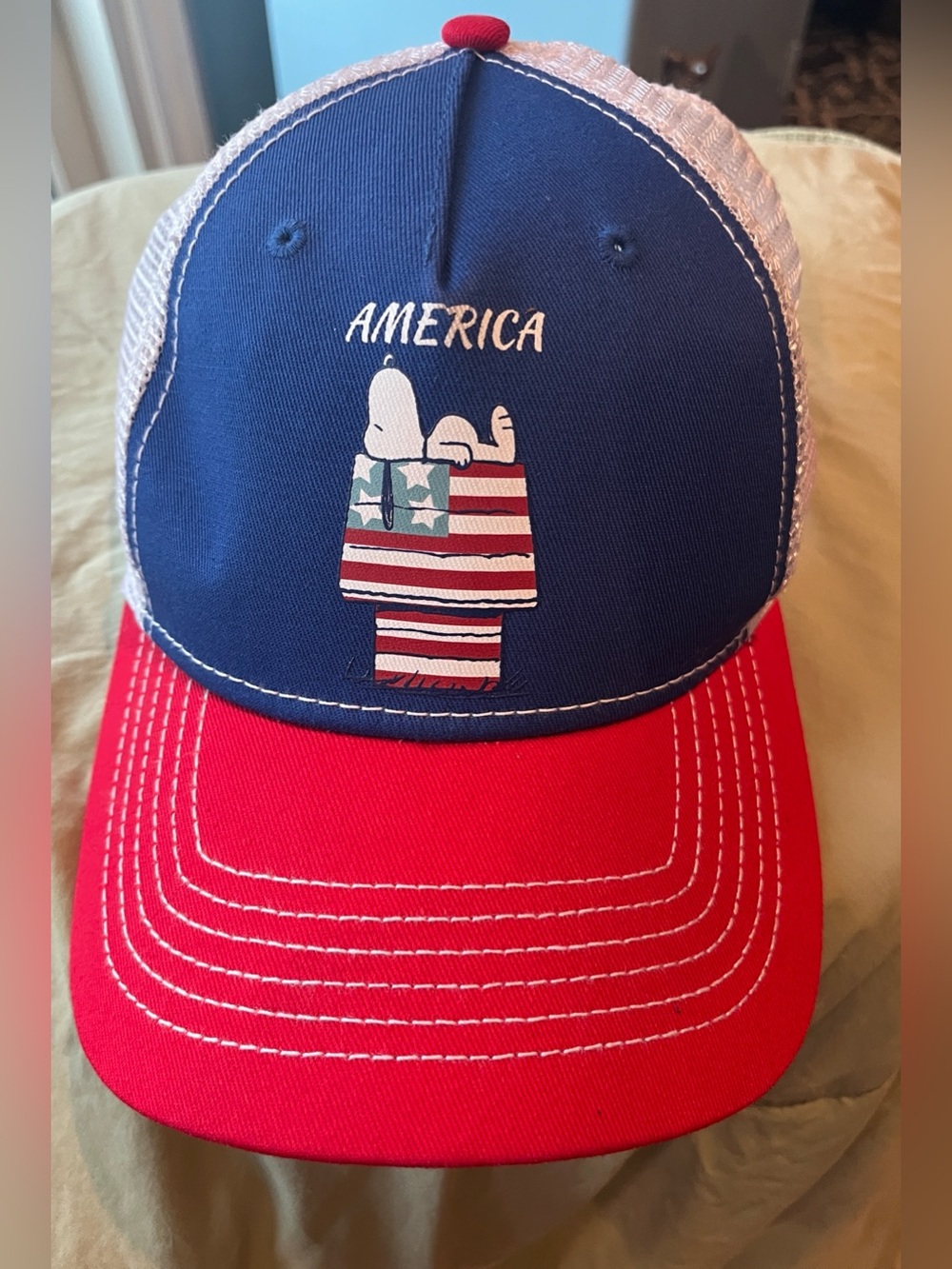 NWOT Snoopy America Snap Back Ball Cap